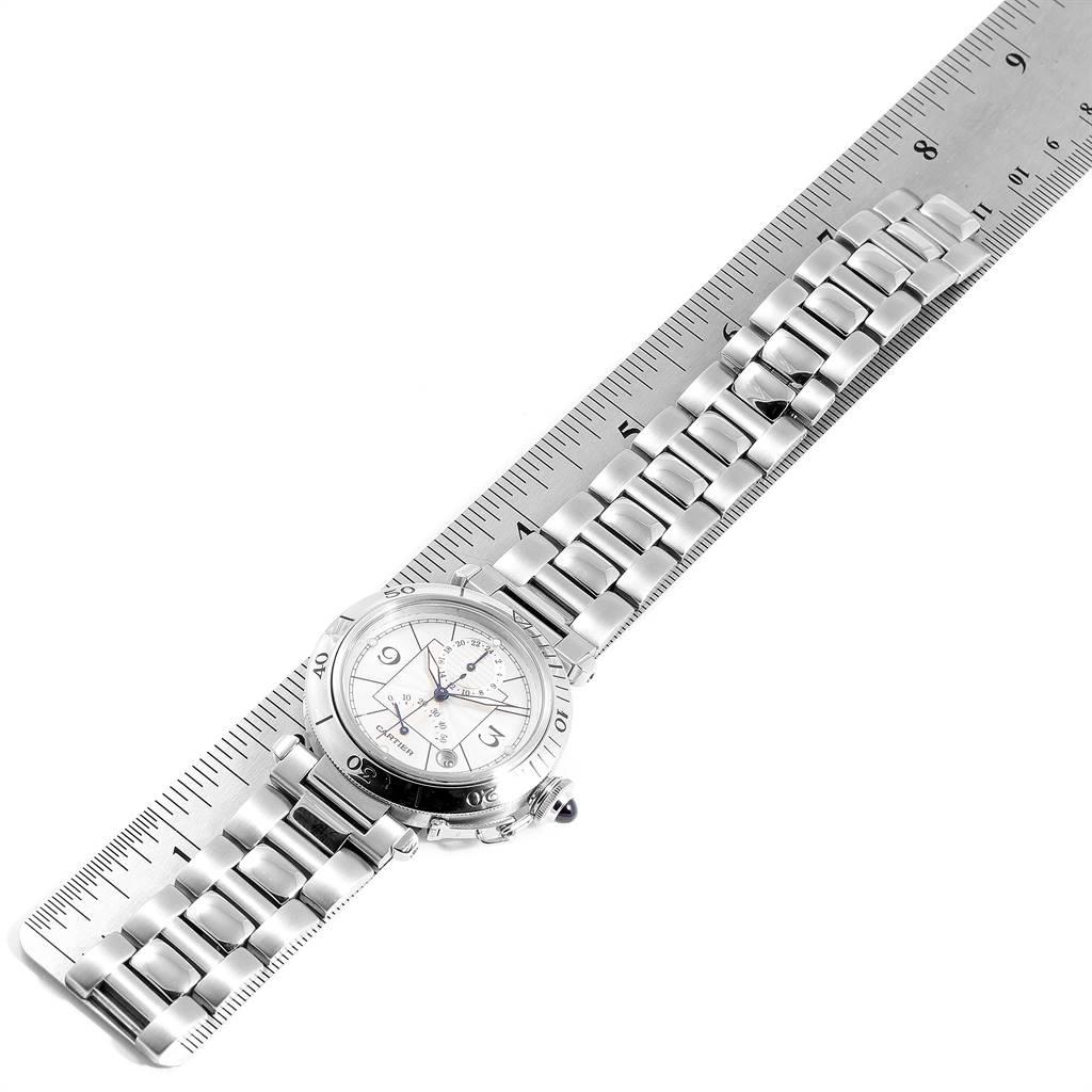 Cartier Pasha Power Reserve GMT Steel Men's Watch W31037H3 Papers 5