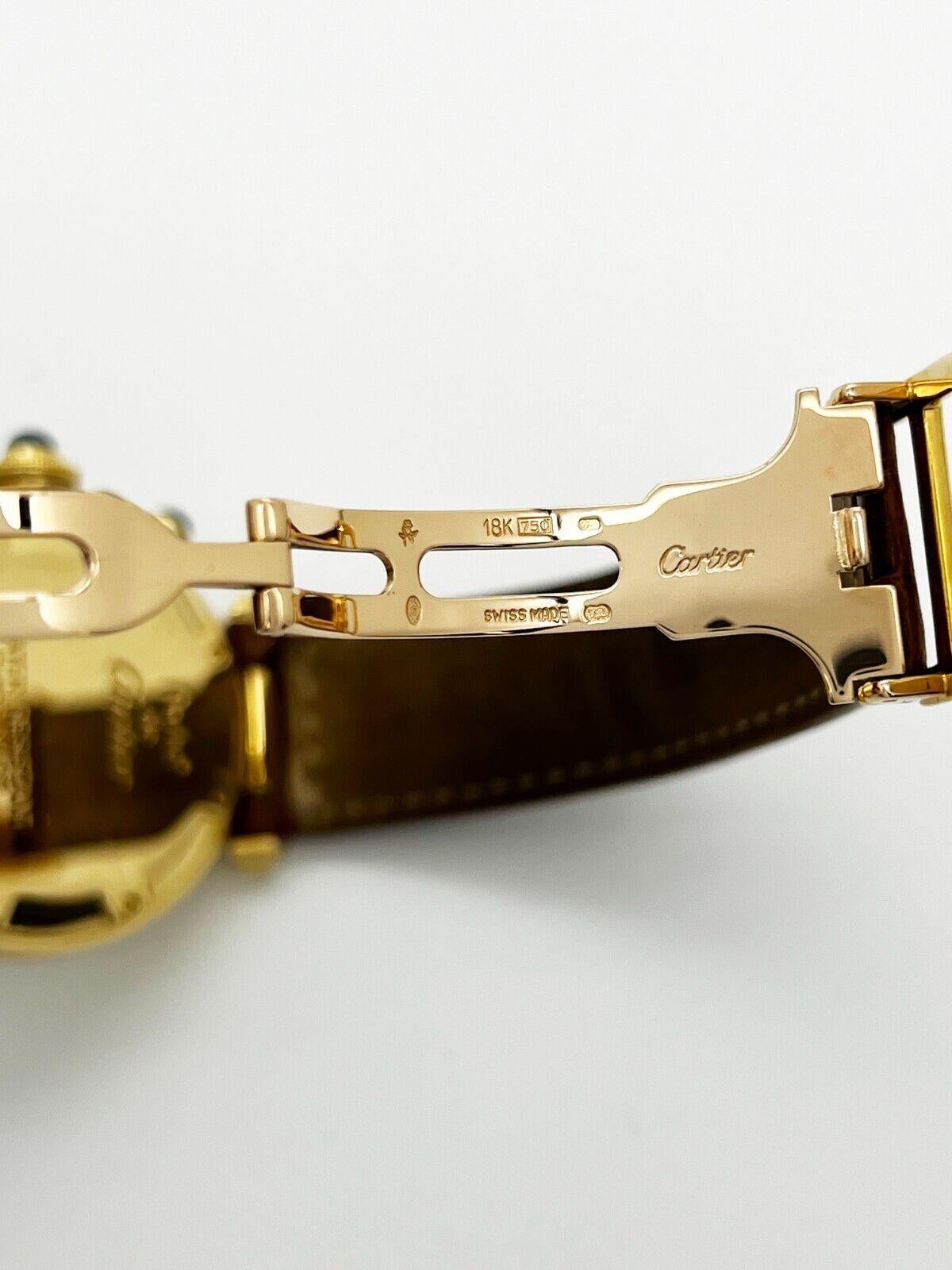 Cartier Pasha Ref 1353 Chronograph 18K Gelbgold 35mm Lederriemen im Angebot 4