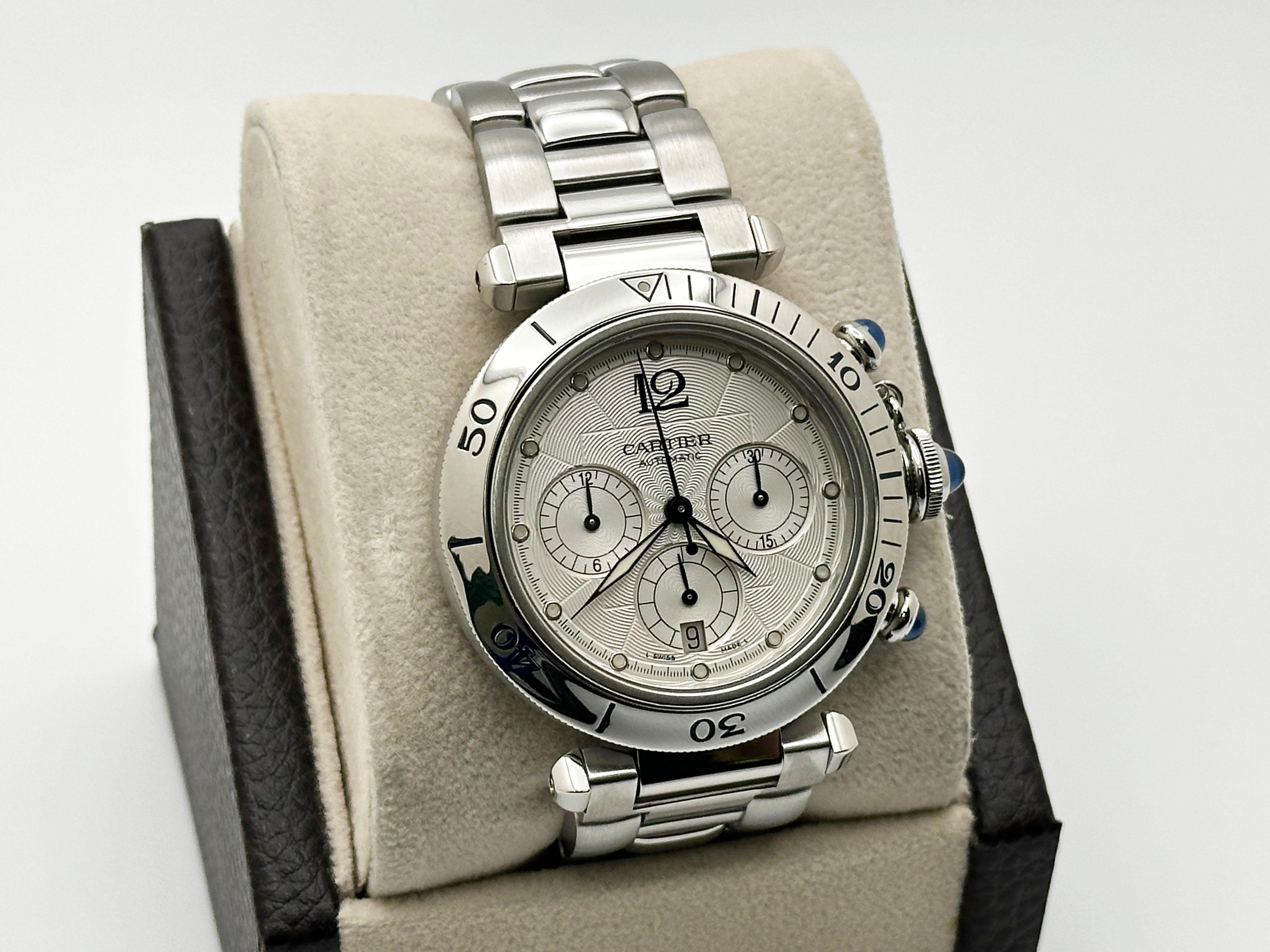 Cartier Pasha Ref 2113 Chronograph Stainless Steel 38mm In Excellent Condition In San Diego, CA