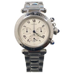 Used Cartier Pasha Reference 1050 Steel Quartz Chronograph Wrist Watch