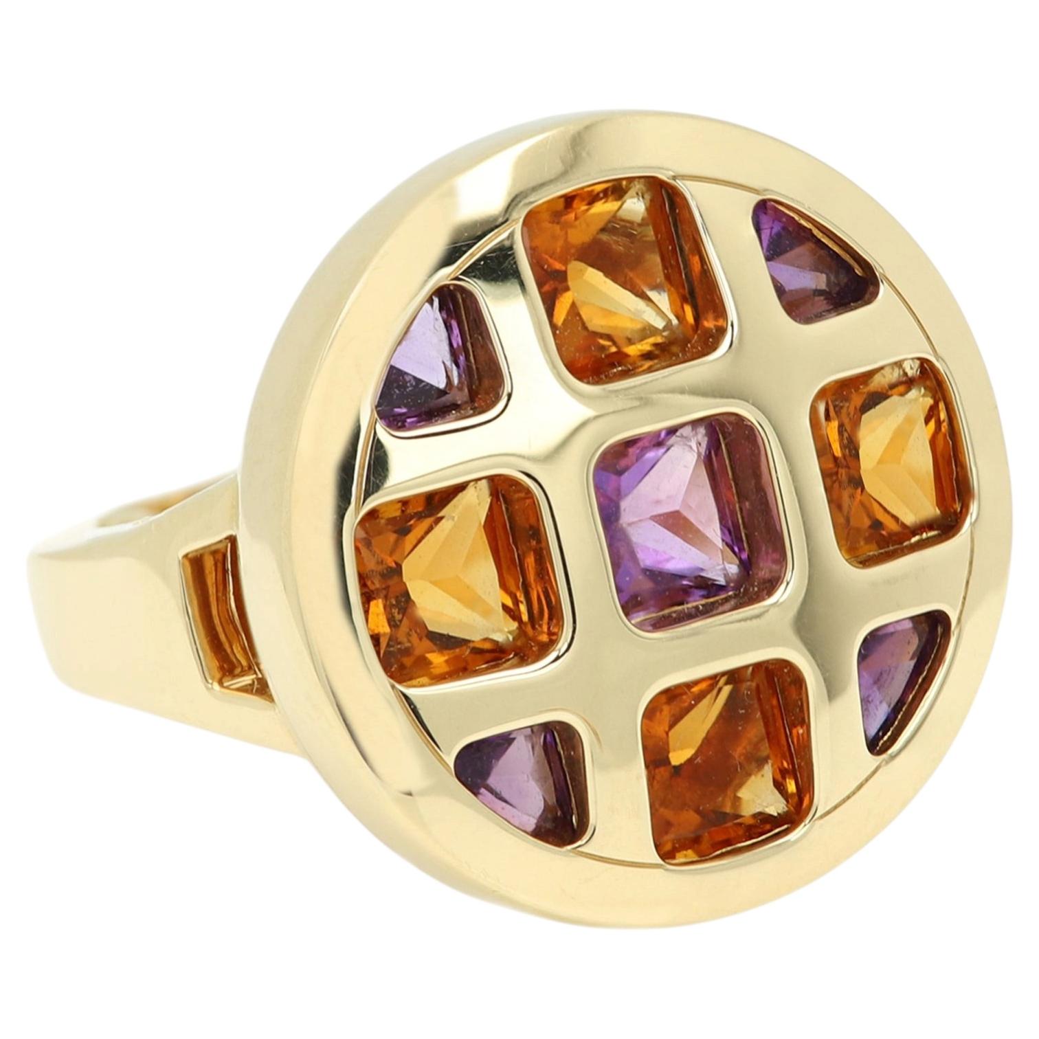 Bague Cartier Pasha avec citrine et améthyste, motif circulaire en vente