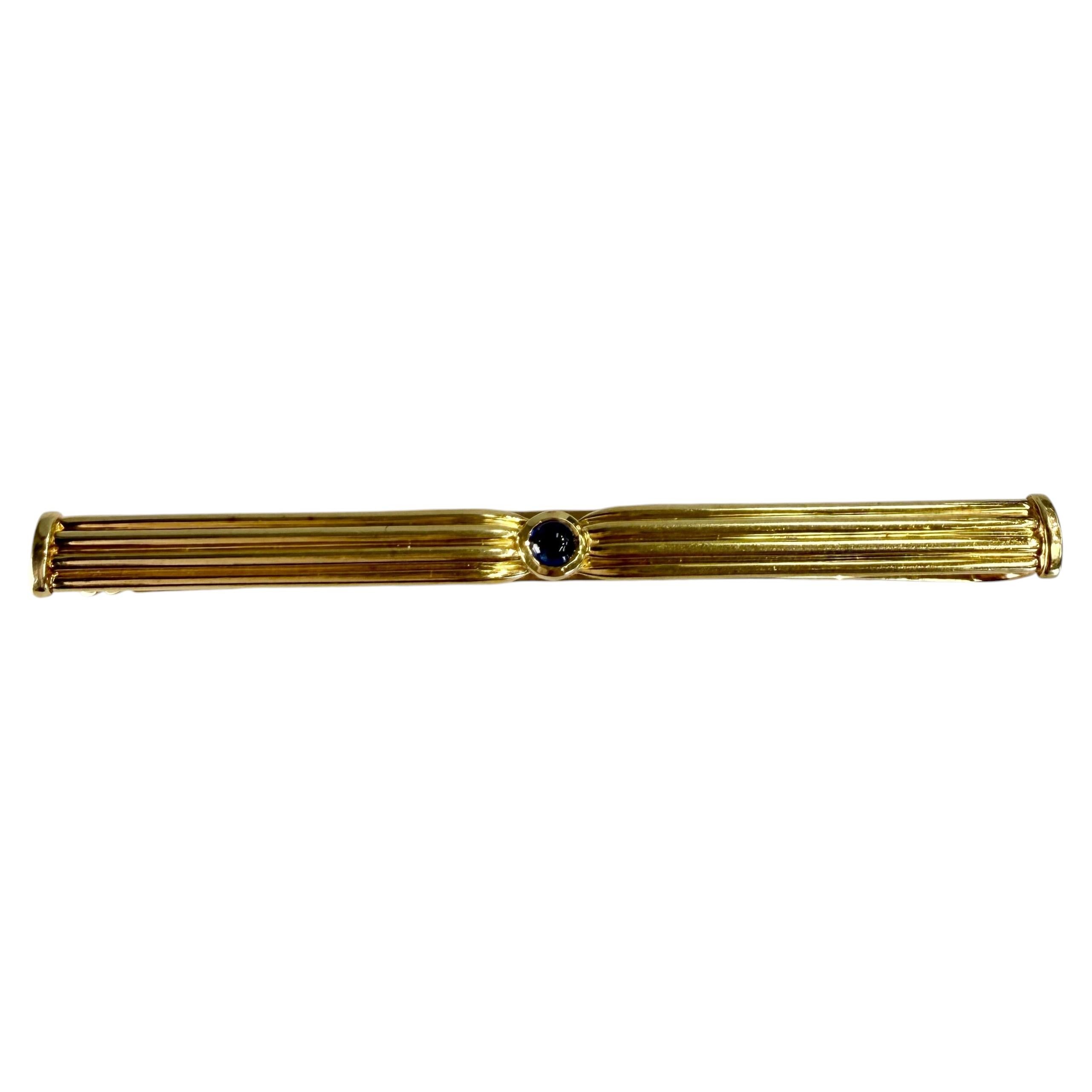 Cartier Pasha Tie Clip, 18k Gold & Blue Sapphire, Circa 1990