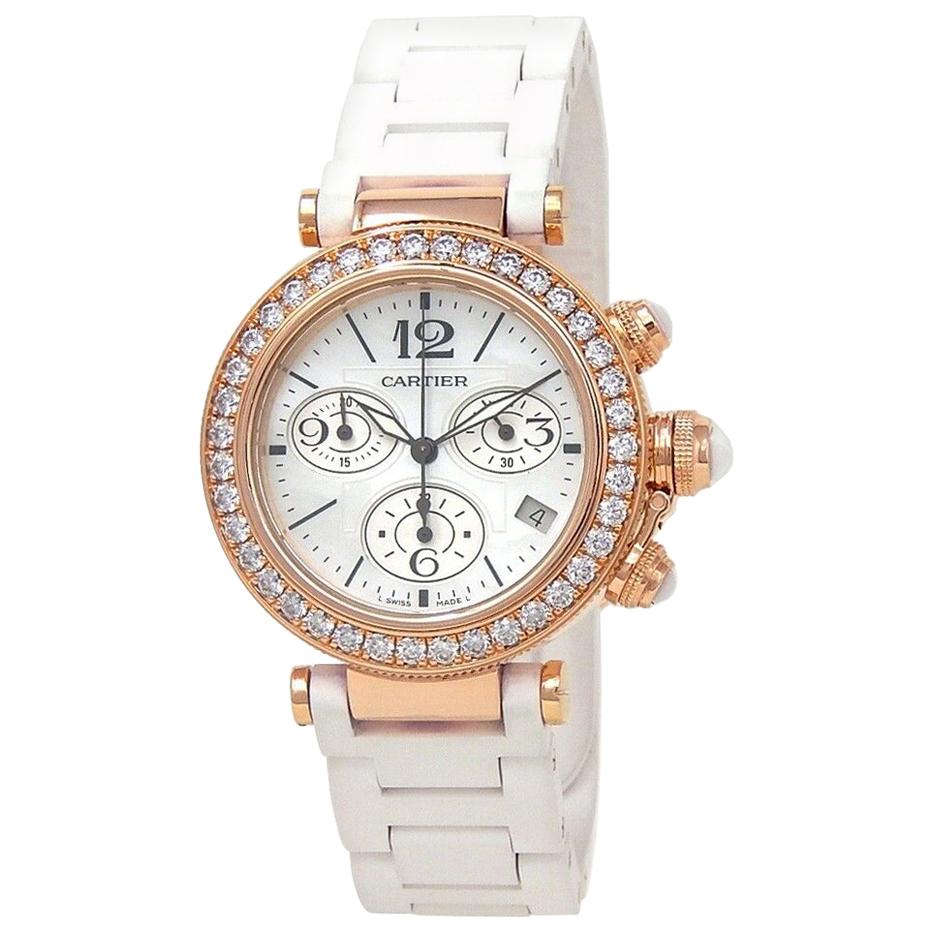 Cartier Pasha Seatimer 18 Karat Rose Gold Women's Watch Quartz WJ130004 For Sale