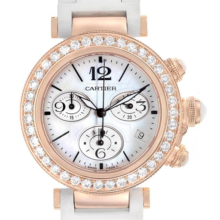 Cartier Pasha Seatimer Rose Gold Diamond Ladies Watch Wj130004 For Sale At 1stdibs