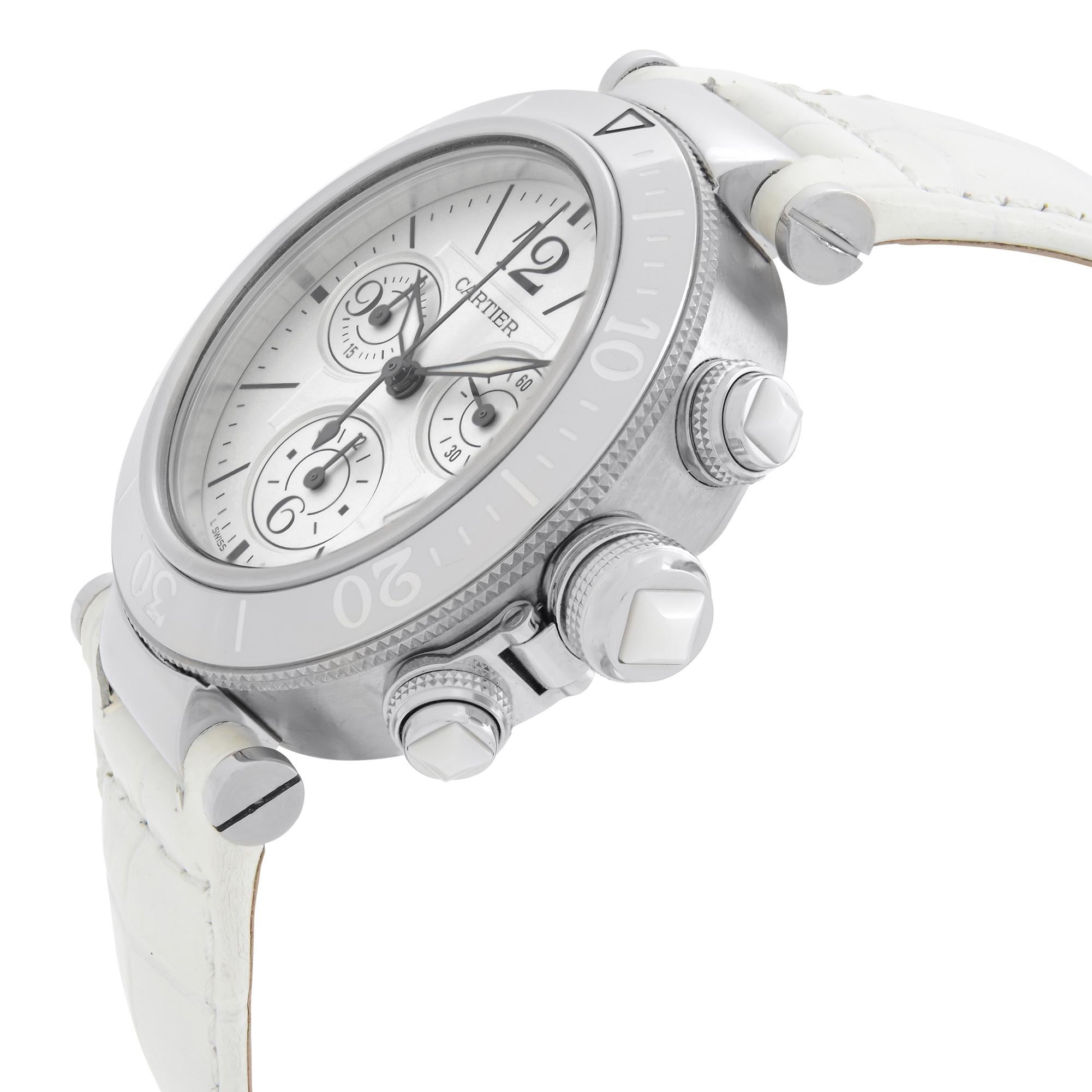 Cartier Pasha Seatimer Steel Silver Dial Quartz Unisex Watch W3140005 1