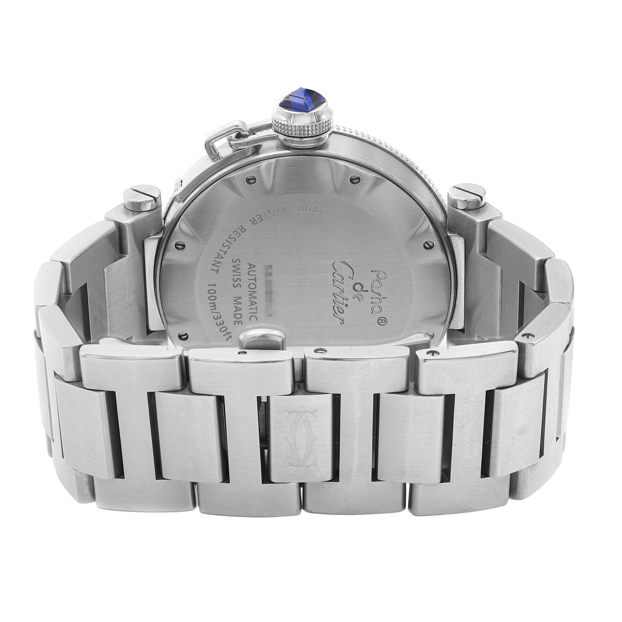Men's Cartier Pasha Seatimer Steel Silver Dial Automatic Mens Watch W31080M7