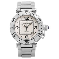 Cartier Pasha Seatimer Steel Silver Dial Automatic Mens Watch W31080M7