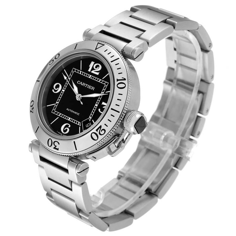 Cartier Pasha Seatimer Black Dial Automatic Mens Watch W31077M7 Box