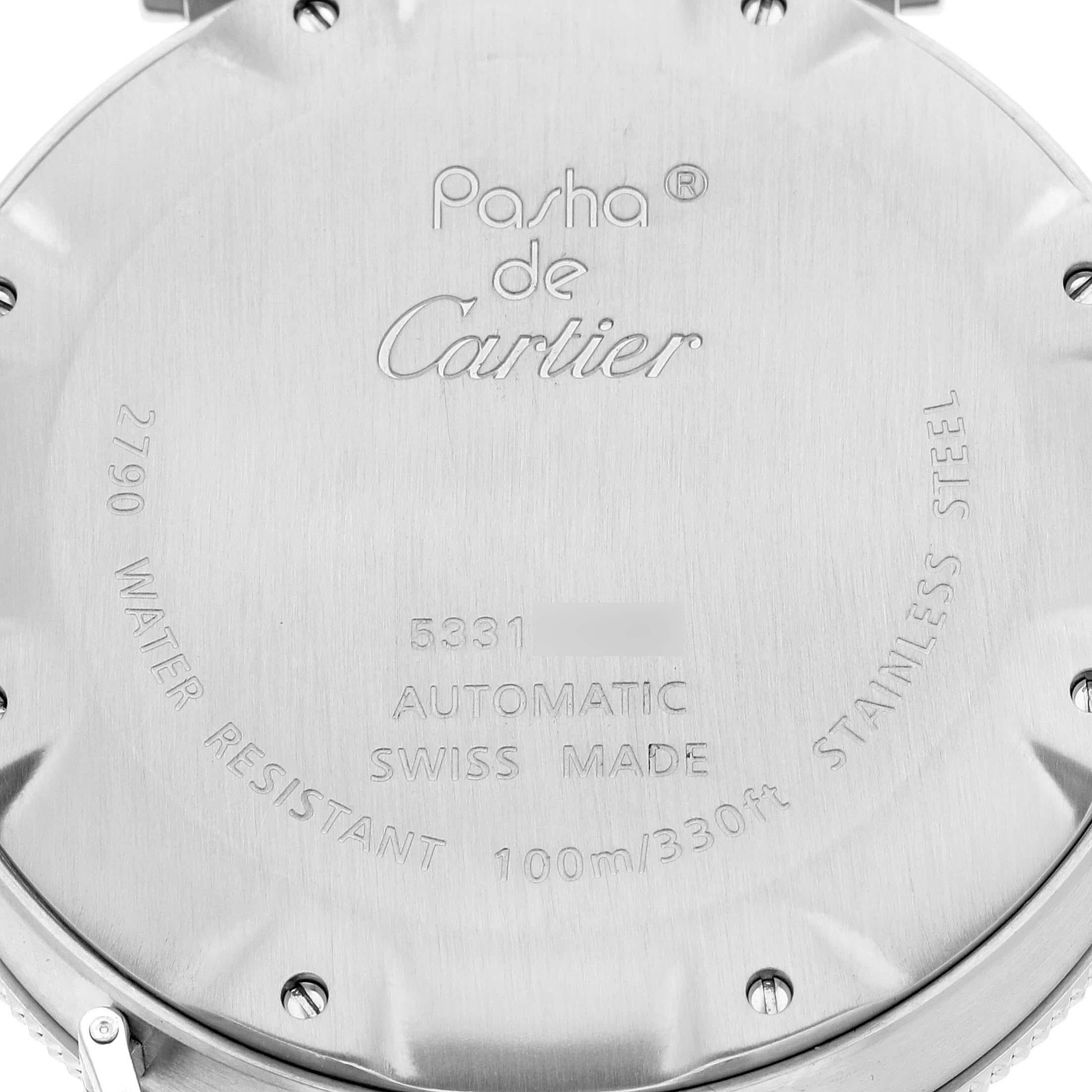 Cartier Pasha Seatimer: Automatik-Herrenuhr aus Stahl mit schwarzem Zifferblatt W31077M7 im Angebot 3