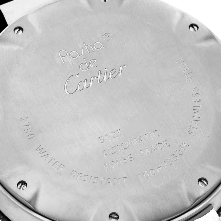 Cartier Pasha Seatimer Black Rubber Strap Steel Mens Watch W31077U2 Box In Good Condition In Atlanta, GA