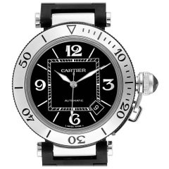 Cartier Pasha Seatimer Black Rubber Strap Steel Men's Watch W31077U2