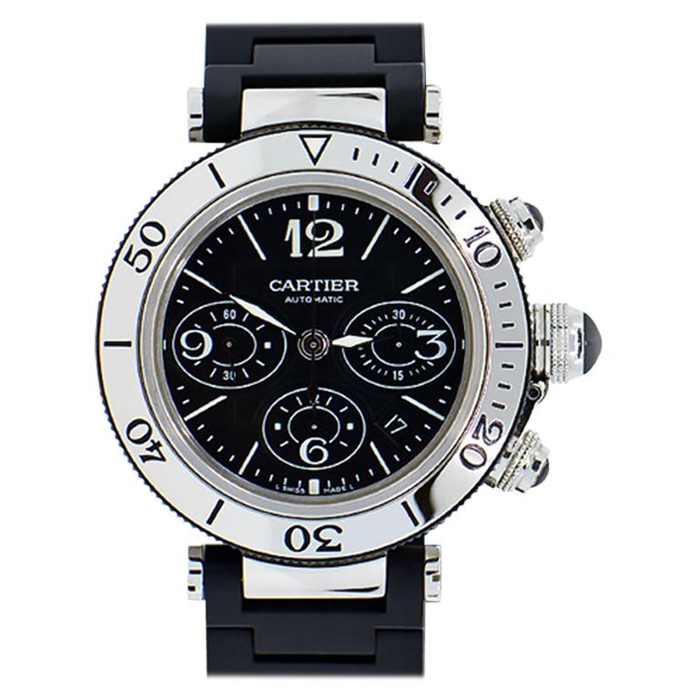 Cartier Pasha Seatimer Chronograph Stainless Steel Automatic Watch Ref 2995