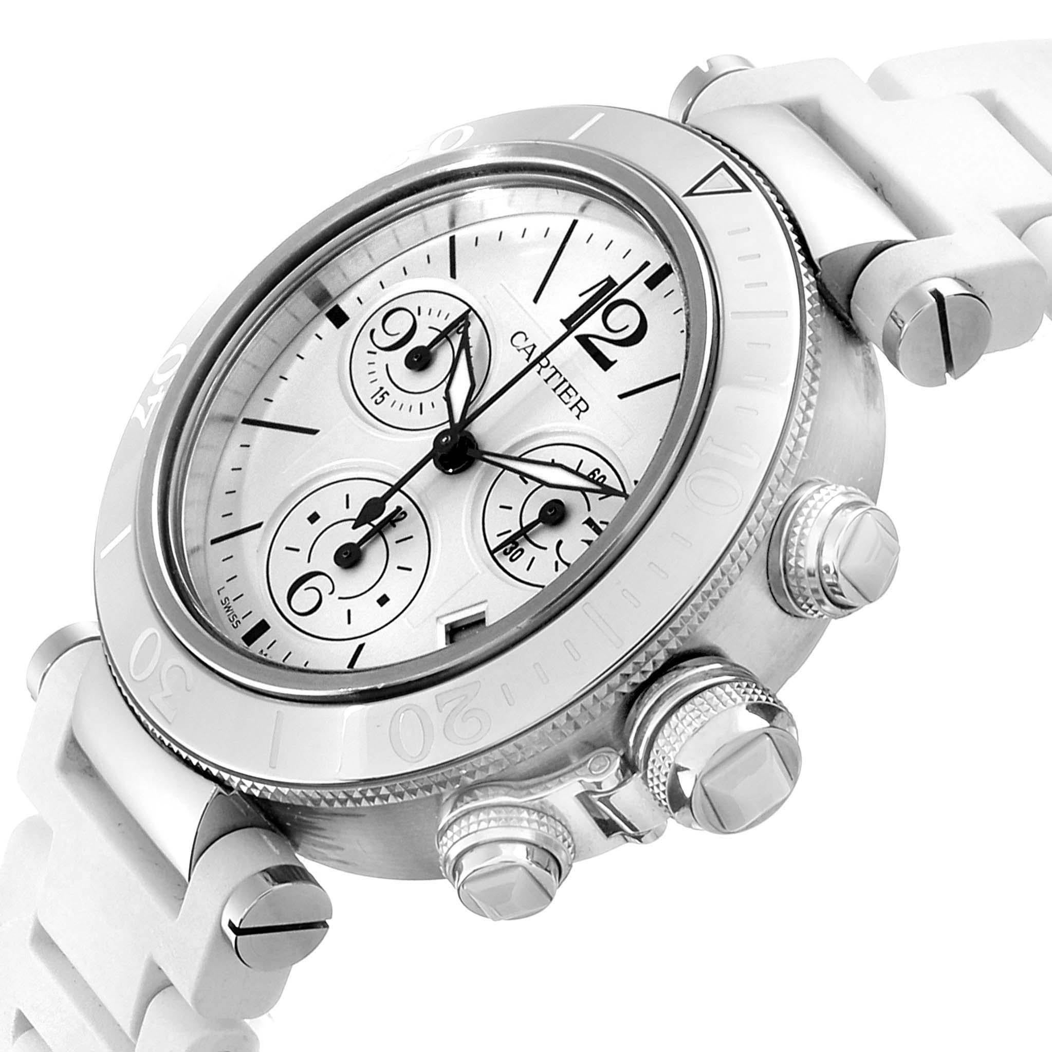 Cartier Pasha Seatimer Chronograph Rubber Strap Ladies Watch W3140005 1