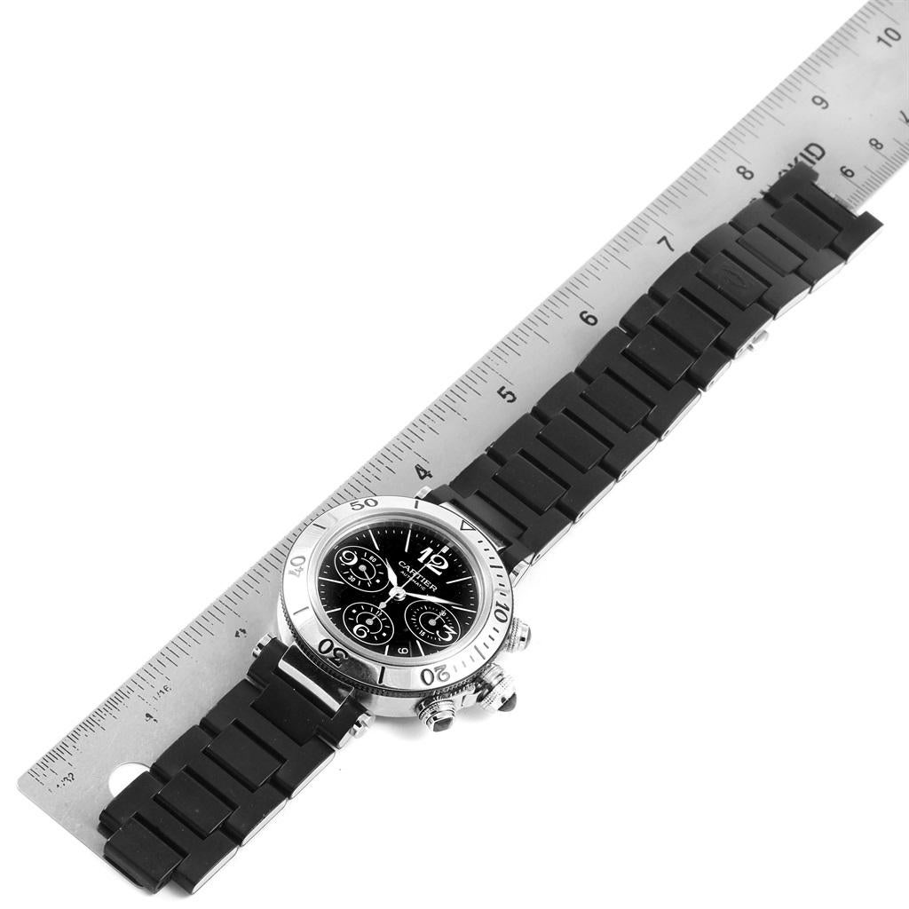 Cartier Pasha Seatimer Chronograph Rubber Strap Watch W31088U2 Box 3