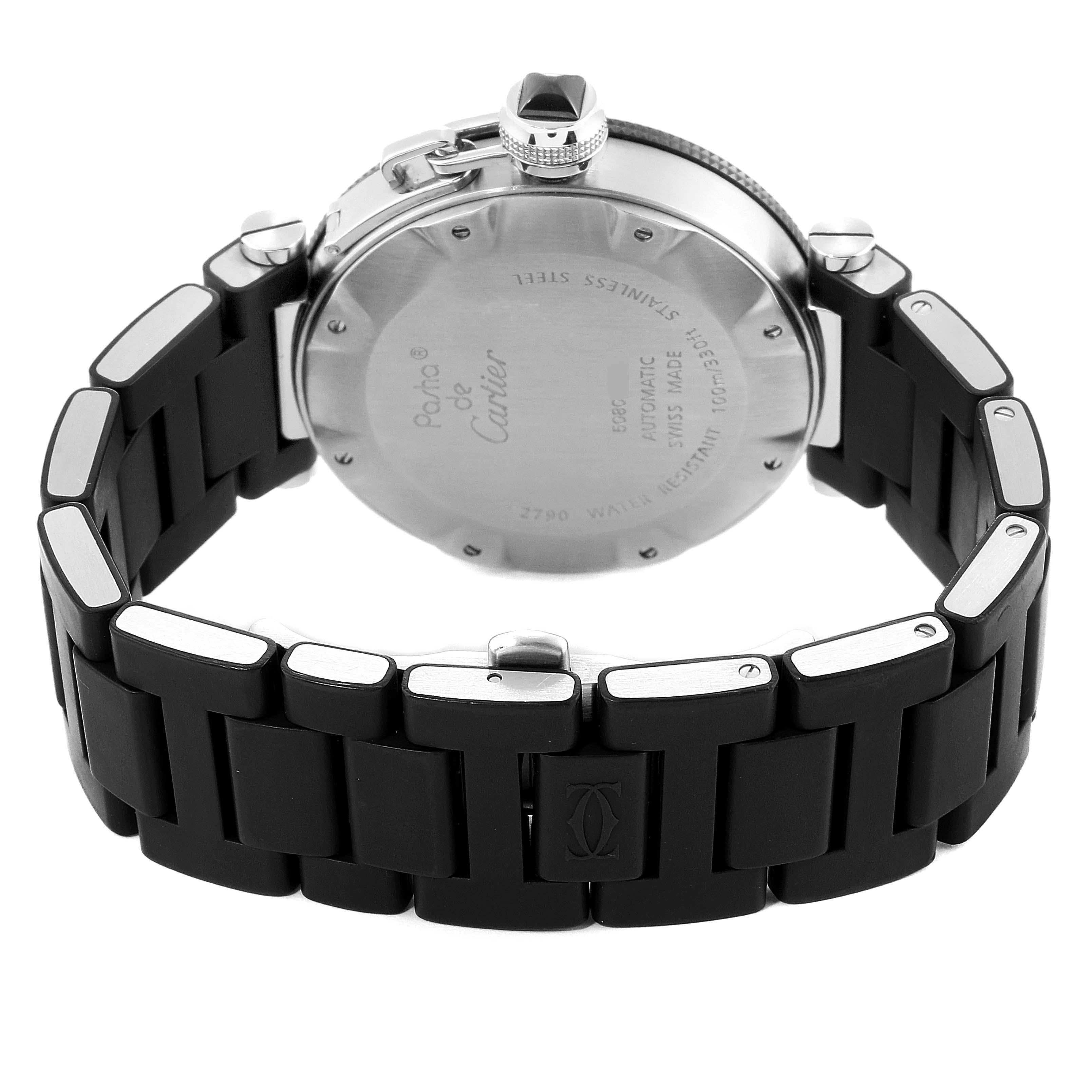 Men's Cartier Pasha Seatimer Chronograph Rubber Strap Watch W31088U2 Box