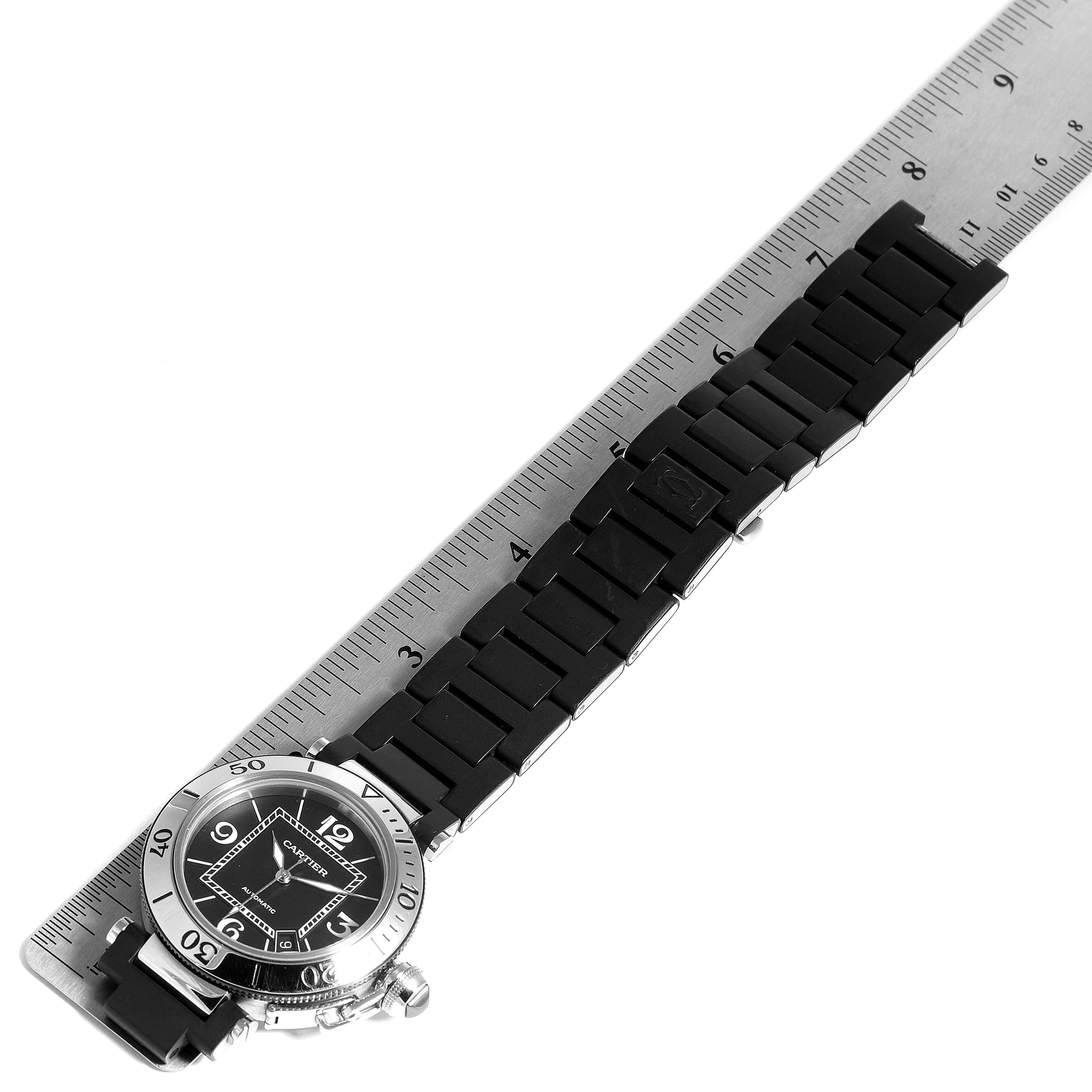 Cartier Pasha Seatimer Chronograph Rubber Strap Watch W31088U2 Box 1