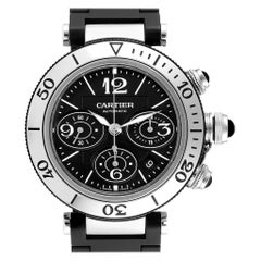 Cartier Pasha Seatimer Chronograph Rubber Strap Watch W31088U2 Box