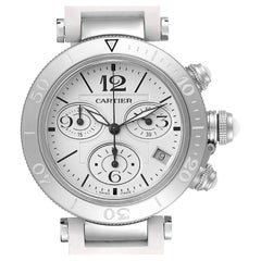 Cartier Pasha Seatimer Chronograph Steel Ladies Watch W3140005 Box Papers
