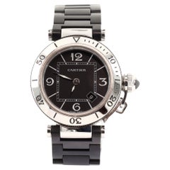 Cartier Pasha Seatimer Quartz Watch Stainless Steel and Rubber 33