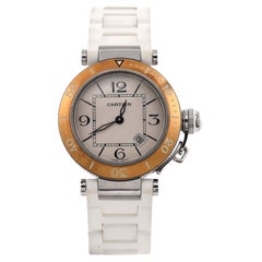 Cartier Pasha Seatimer Quartz Watch Stainless Steel with Rose Gold and Rubber 33