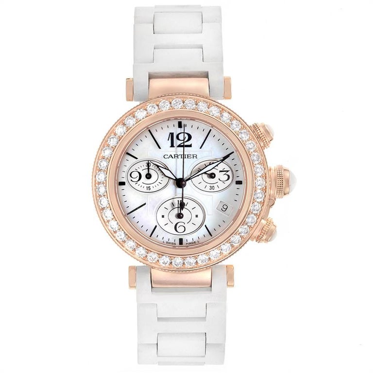 Cartier Pasha Seatimer Rose Gold Diamond Ladies Watch WJ130004