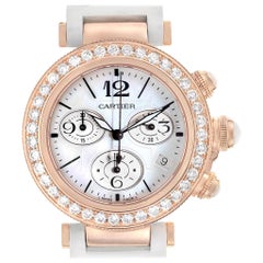 Cartier Pasha Seatimer Rose Gold Diamond Ladies Watch WJ130004