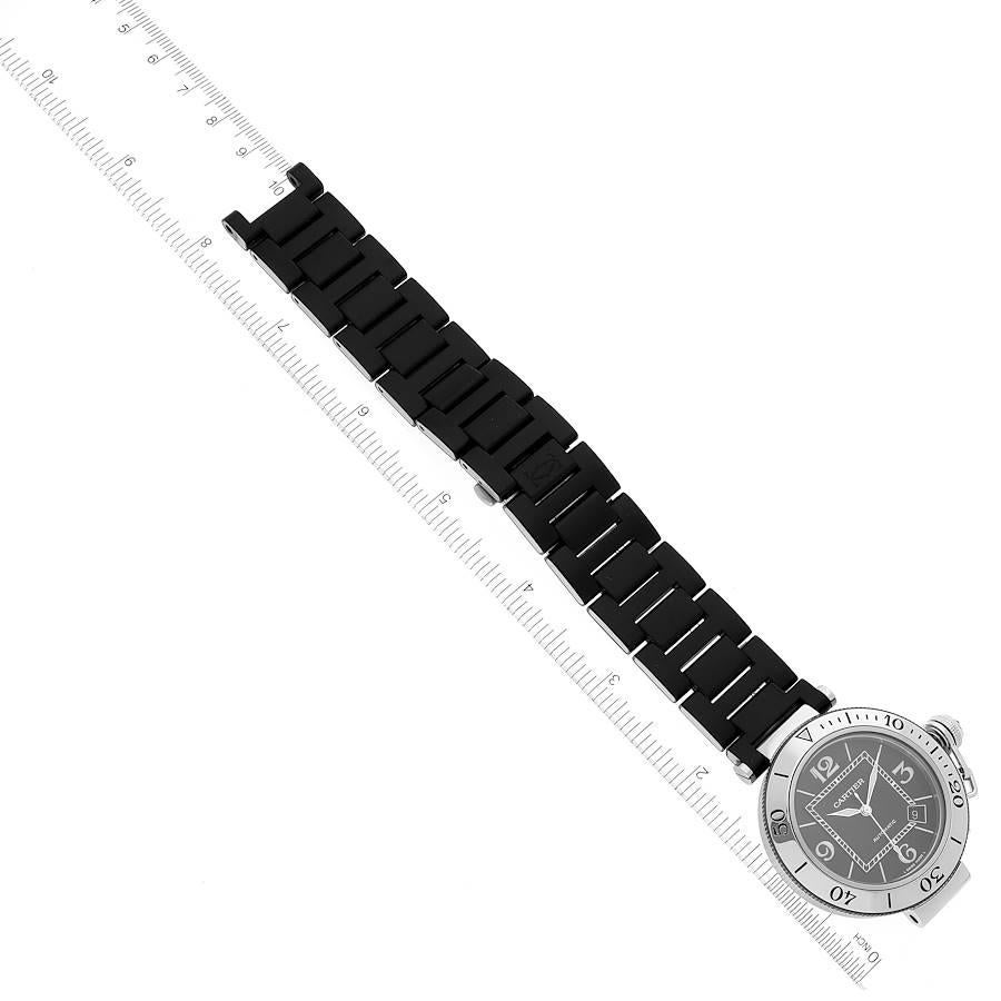 Cartier Pasha Seatimer Steel Black Rubber-Coated Bracelet Mens Watch W31077U2 4