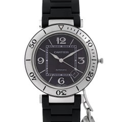 Cartier Pasha Seatimer Steel Plastic Black Dial Automatic Men's Watch W31077U2