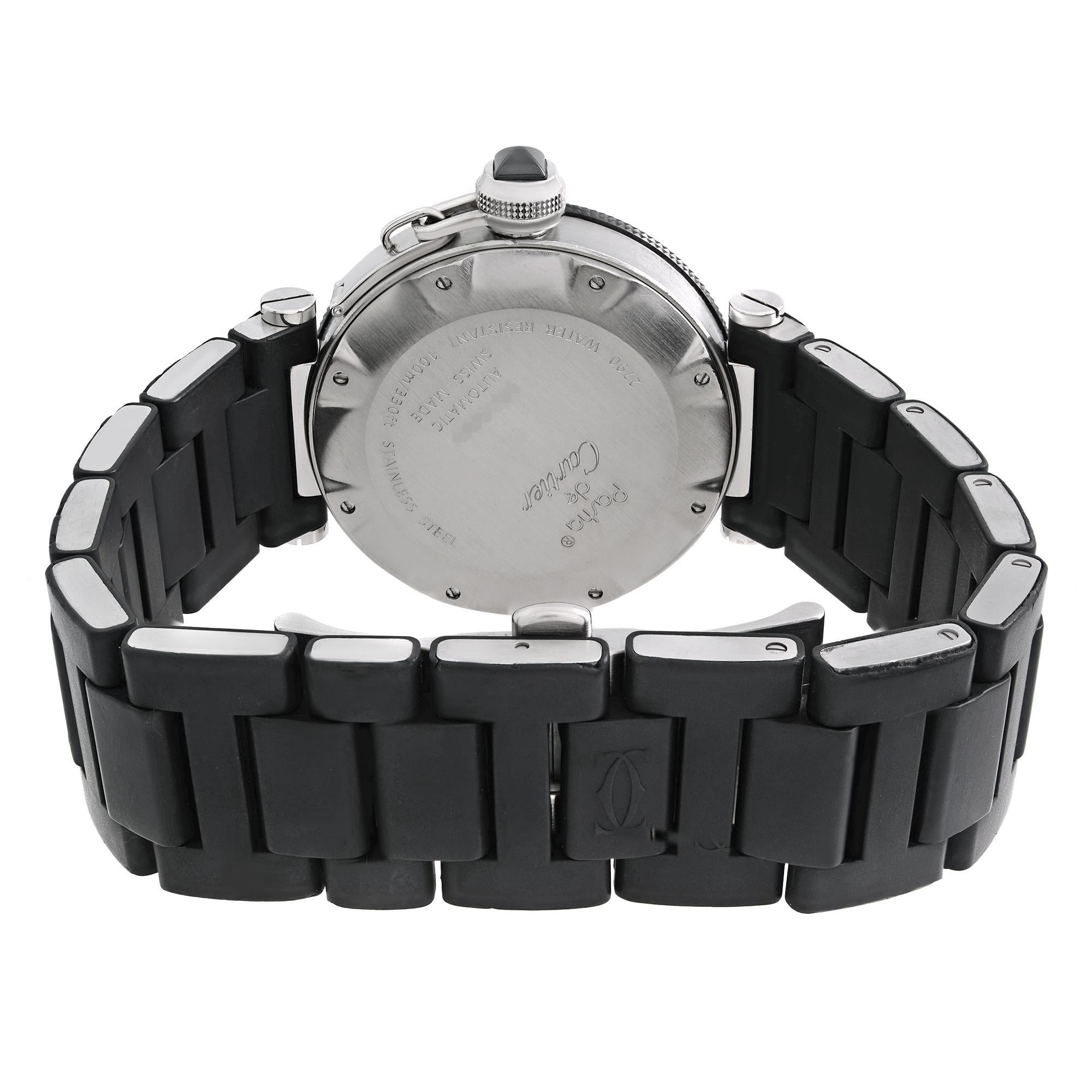 Cartier Pasha Seatimer Steel Plastic Black Dial Automatic Men's Watch W31077U2 2