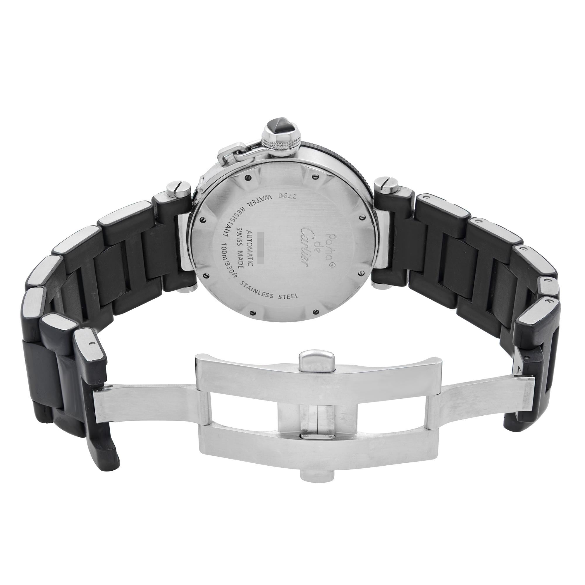 Cartier Pasha Seatimer Steel Rubber Black Dial Automatic Men's Watch W31077U2 1