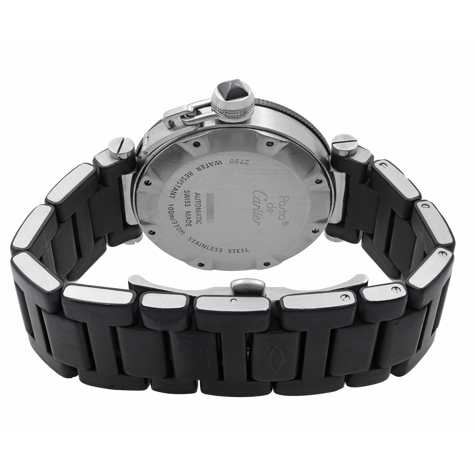 Cartier Pasha Seatimer Steel Rubber Black Dial Automatic Men's Watch W31077U2 2