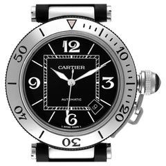 Cartier Pasha Seatimer Steel Rubber Bracelet Mens Watch W31077U2