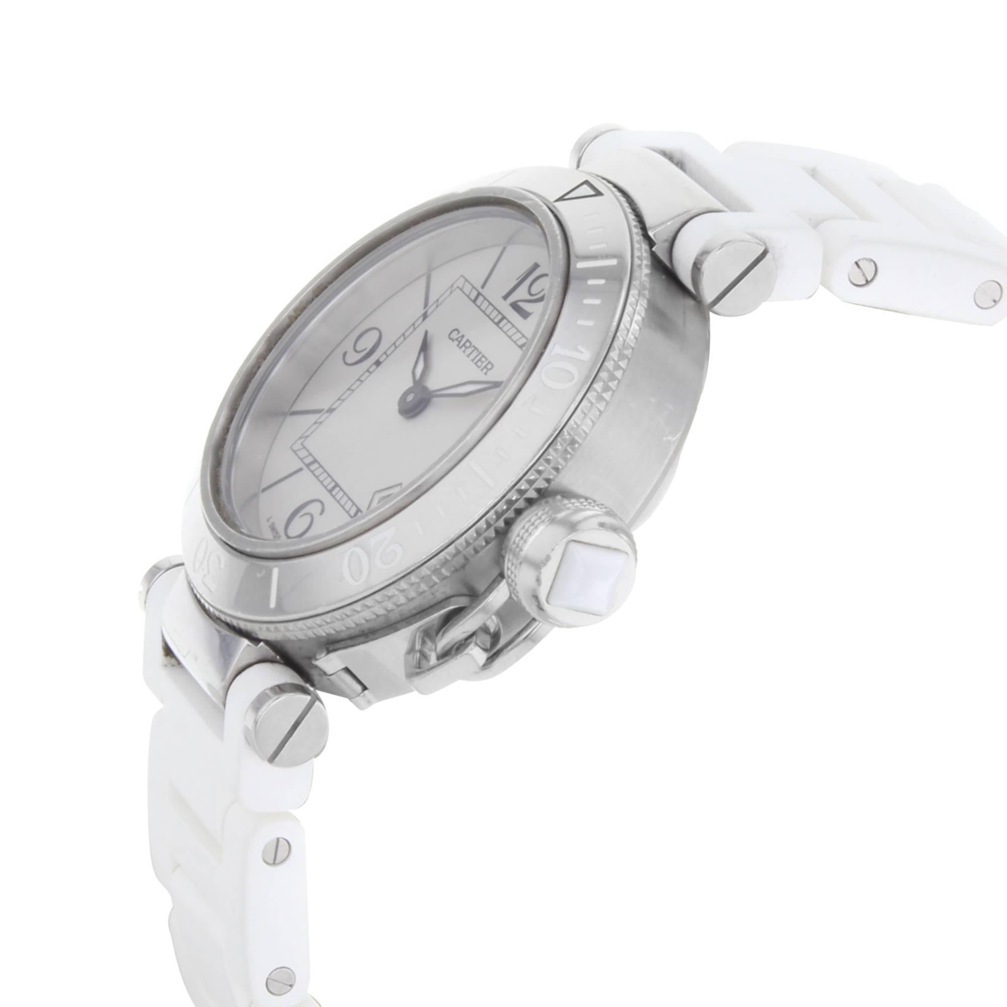 Modern Cartier Pasha Seatimer W3140002 Stainless Steel Quartz Ladies Watch