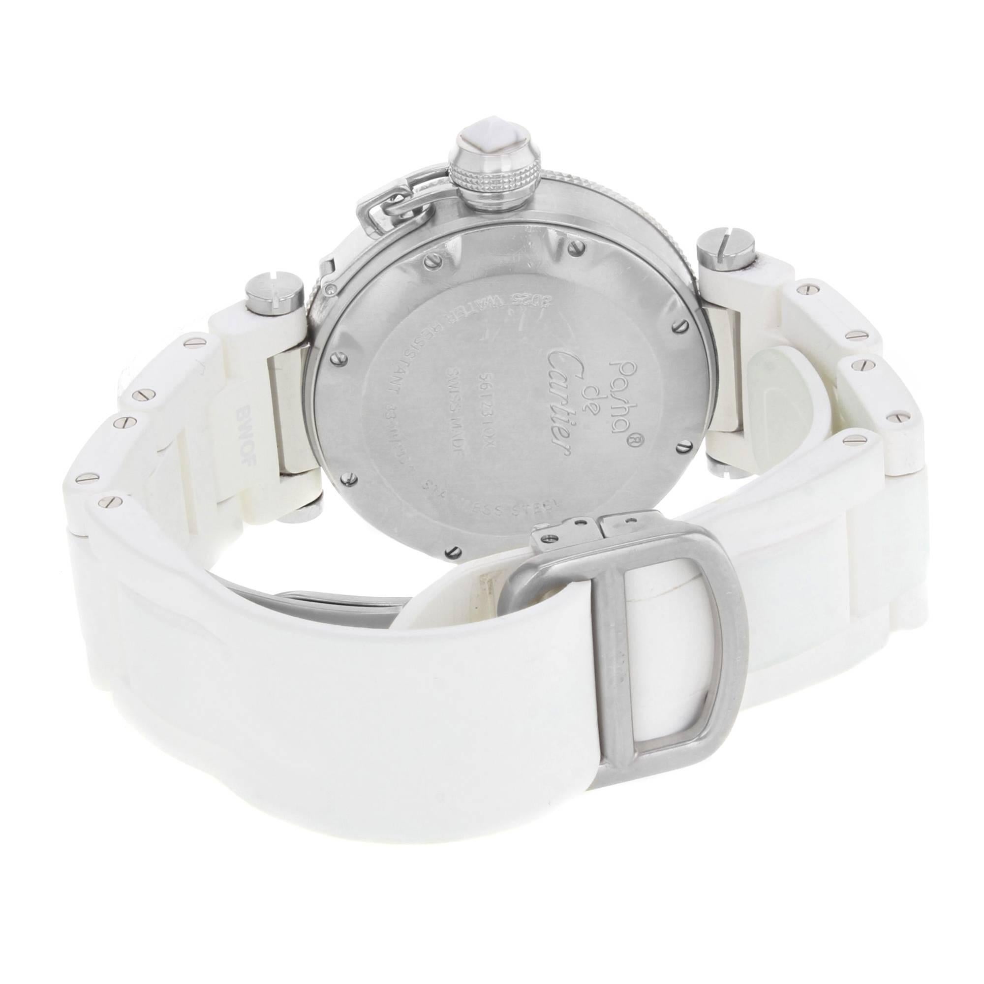 Cartier Pasha Seatimer W3140002 Stainless Steel Quartz Ladies Watch In Good Condition In New York, NY