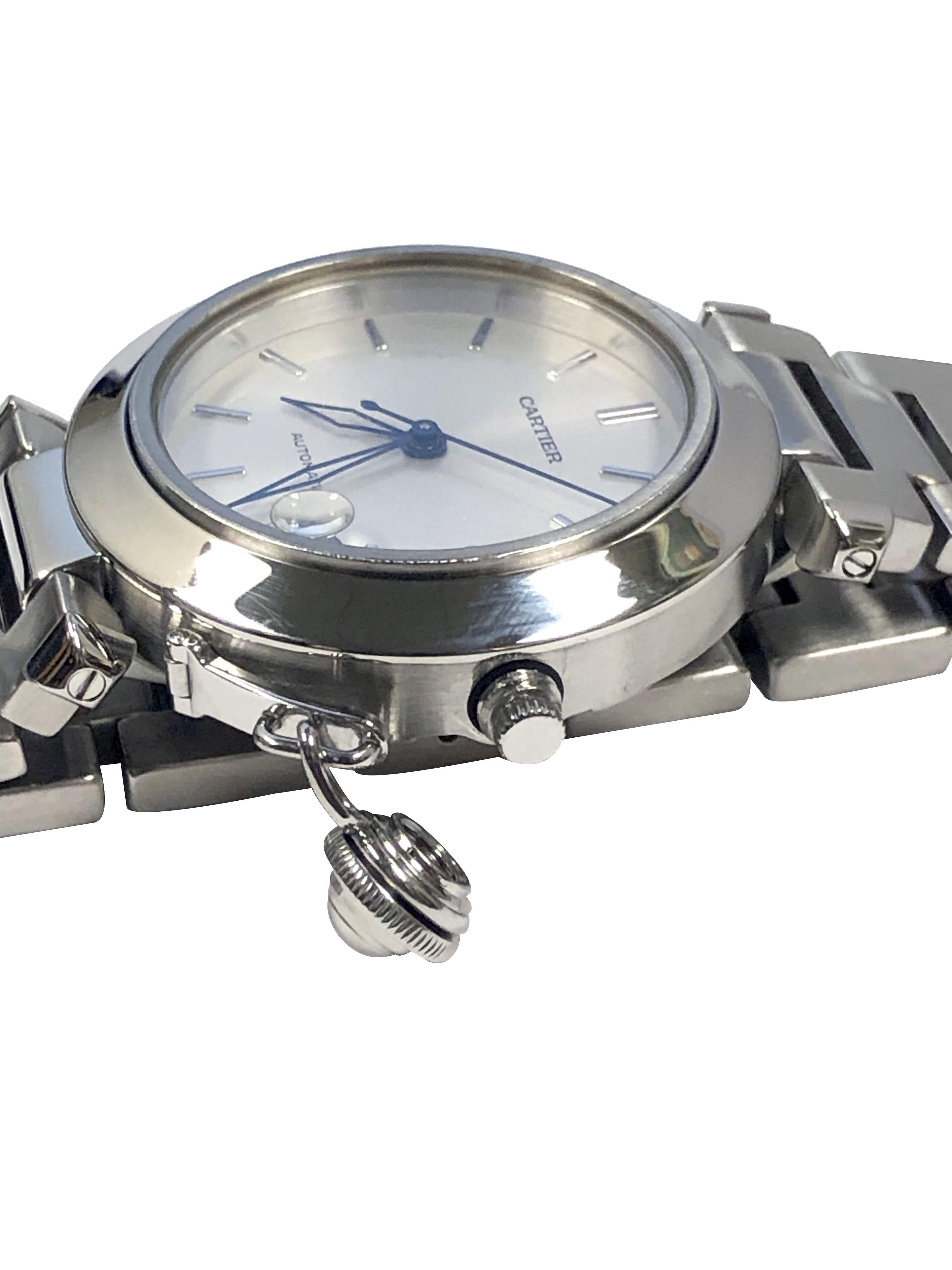 Cartier Pasha Stainless Steel Self Winding Wrist Watch In Excellent Condition For Sale In Chicago, IL