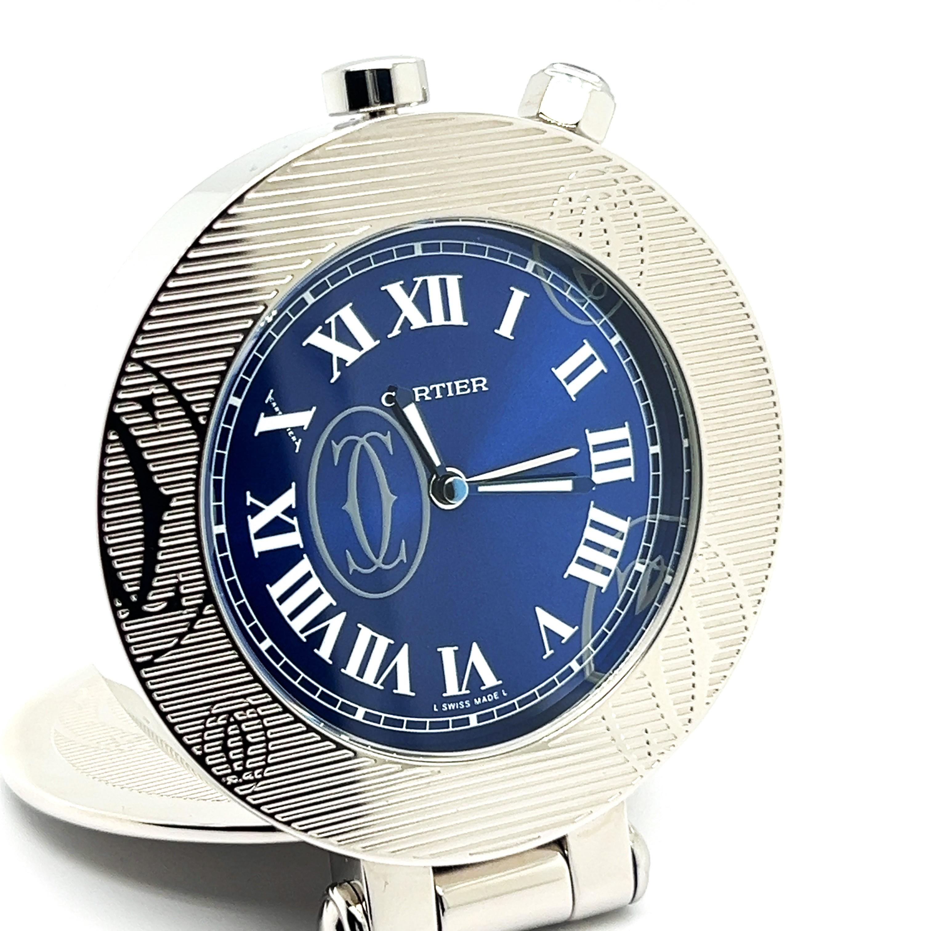 Modern Cartier Pasha Stainless Steel Travel Alarm Clock