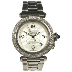 Cartier Pasha Steel Diamond Bezel Automatic Wristwatch
