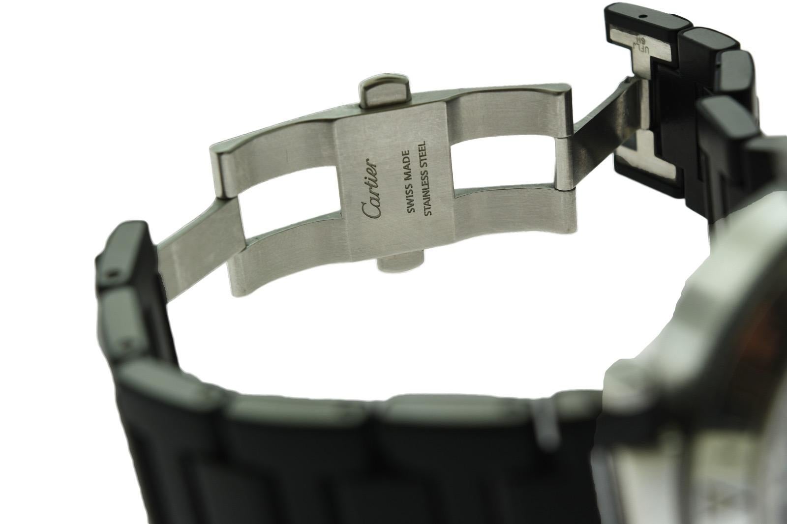 Cartier Pasha Stahl Seatimer Schwarze Banduhr aus Stahl für Damen oder Herren