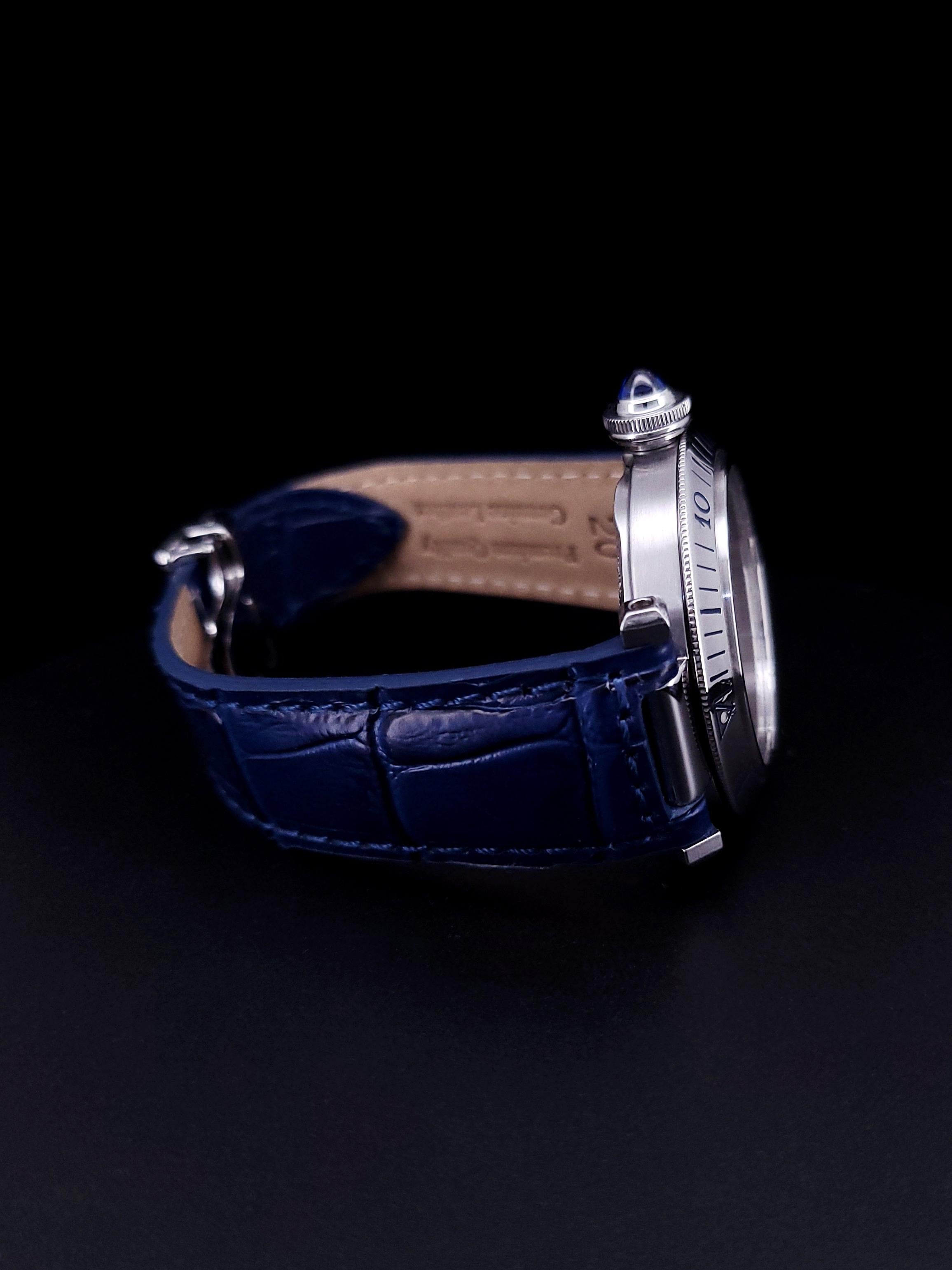  Montre homme Cartier Pasha Steel Silver Arabic Guilloche Dial Automatic 2379 Unisexe 