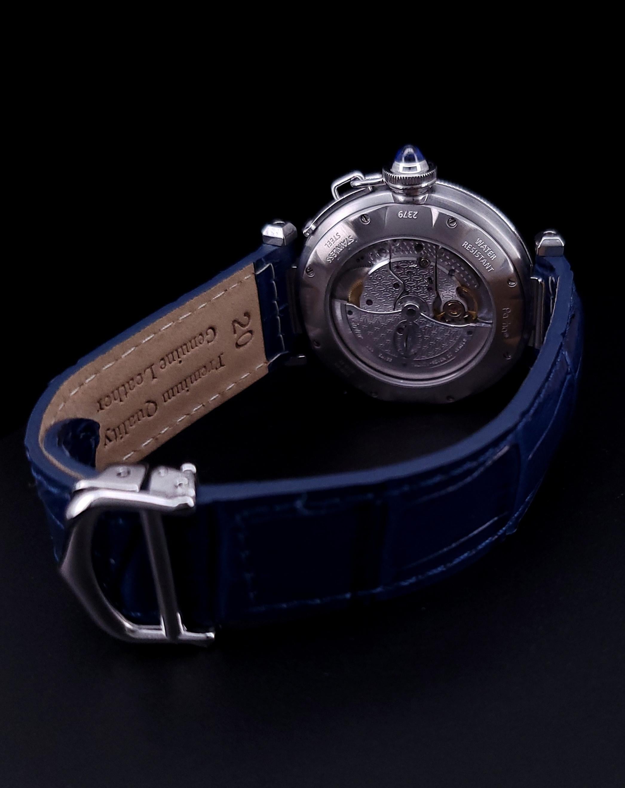 Montre homme Cartier Pasha Steel Silver Arabic Guilloche Dial Automatic 2379 1