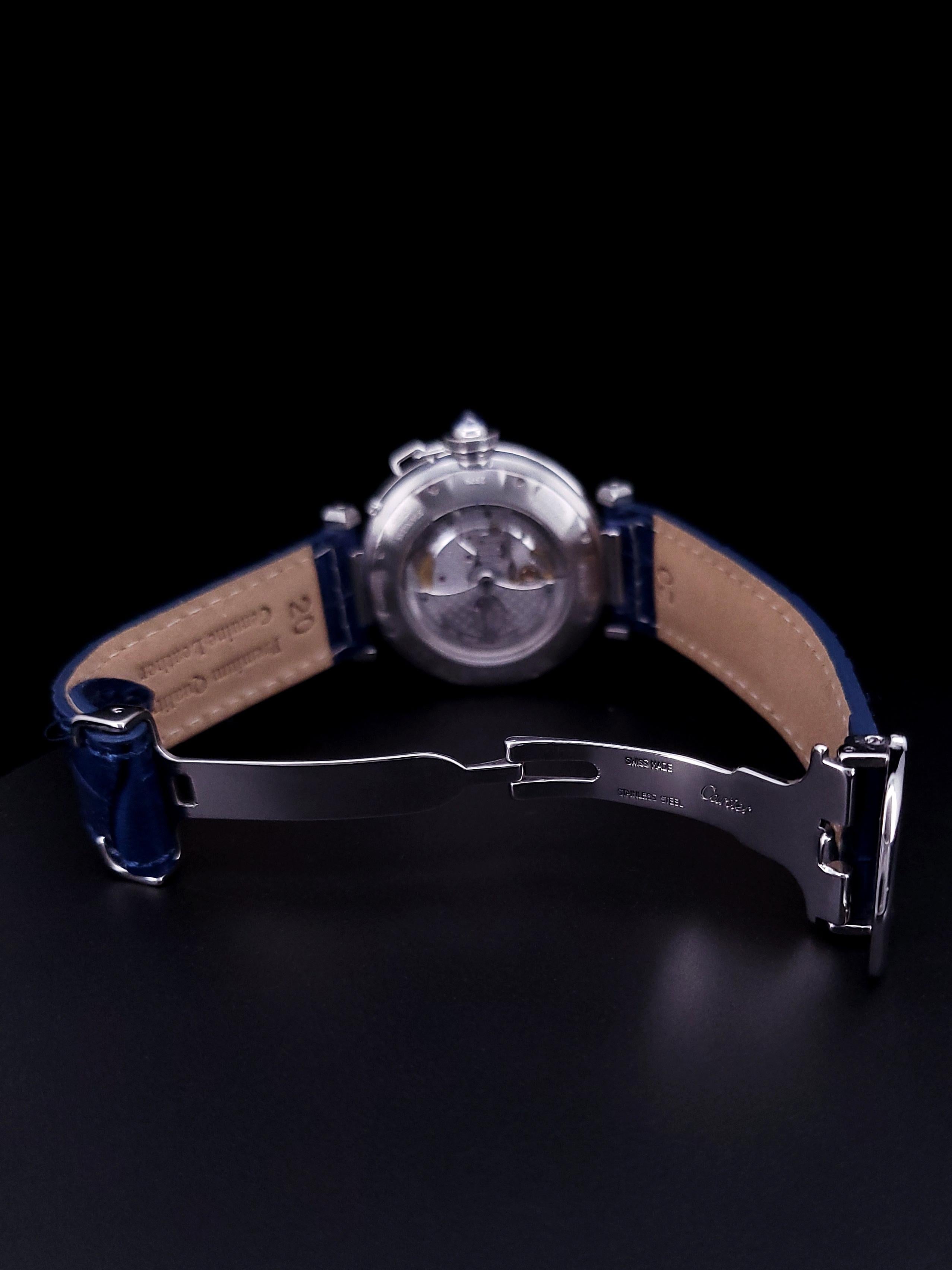 Montre homme Cartier Pasha Steel Silver Arabic Guilloche Dial Automatic 2379 4