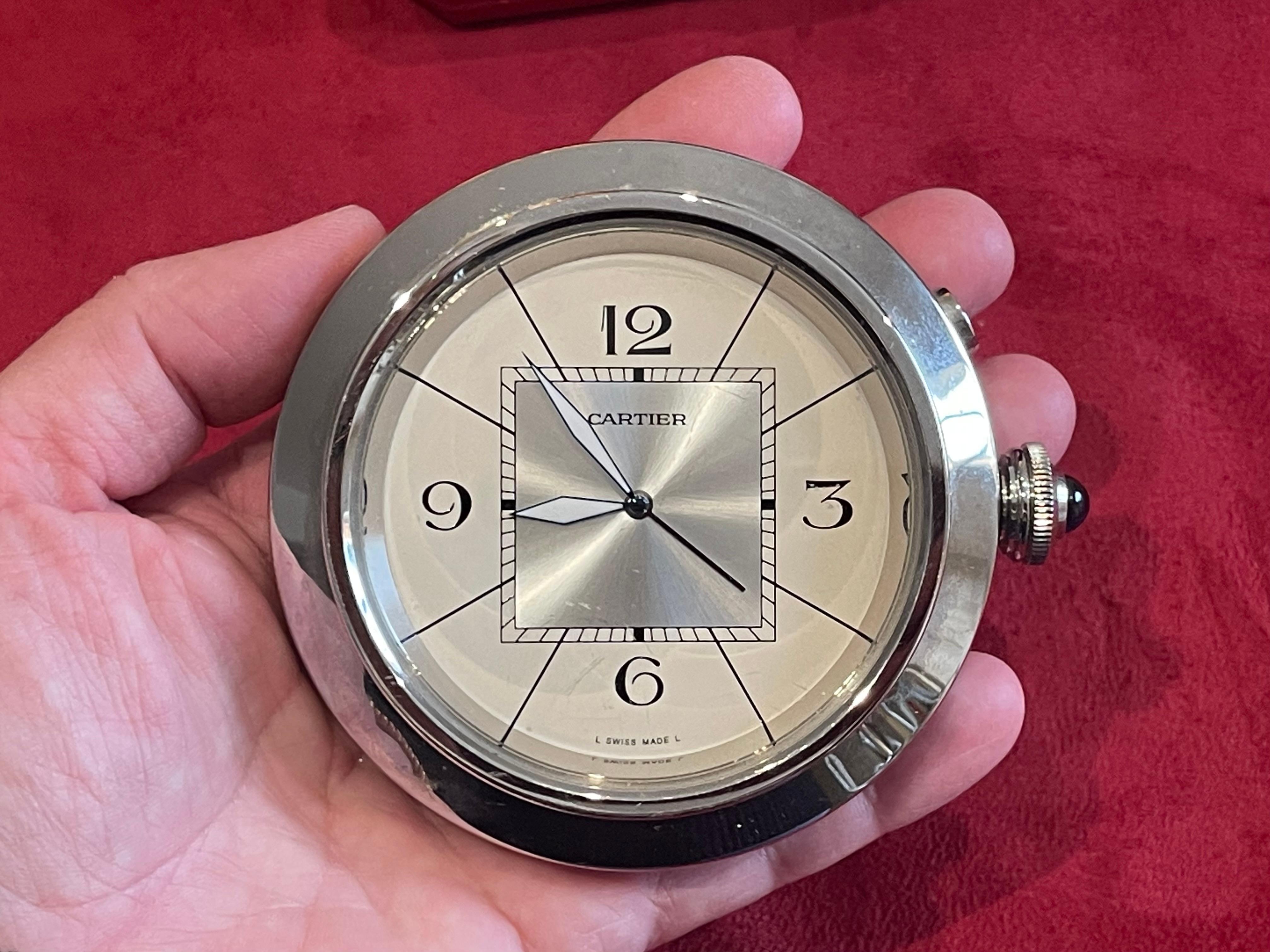 French CARTIER - Pasha Travel Alarm Clock For Sale