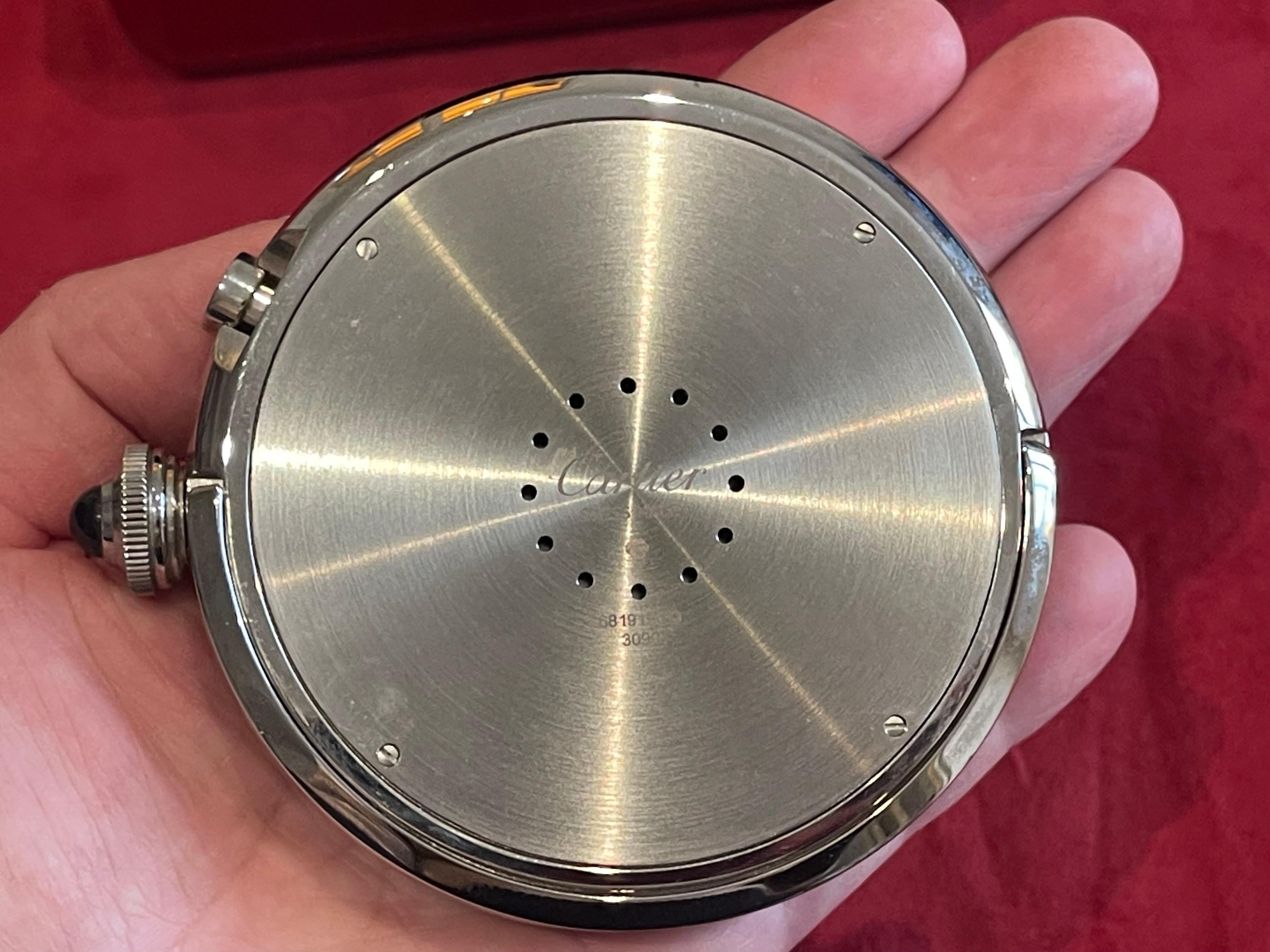 Steel CARTIER - Pasha Travel Alarm Clock For Sale