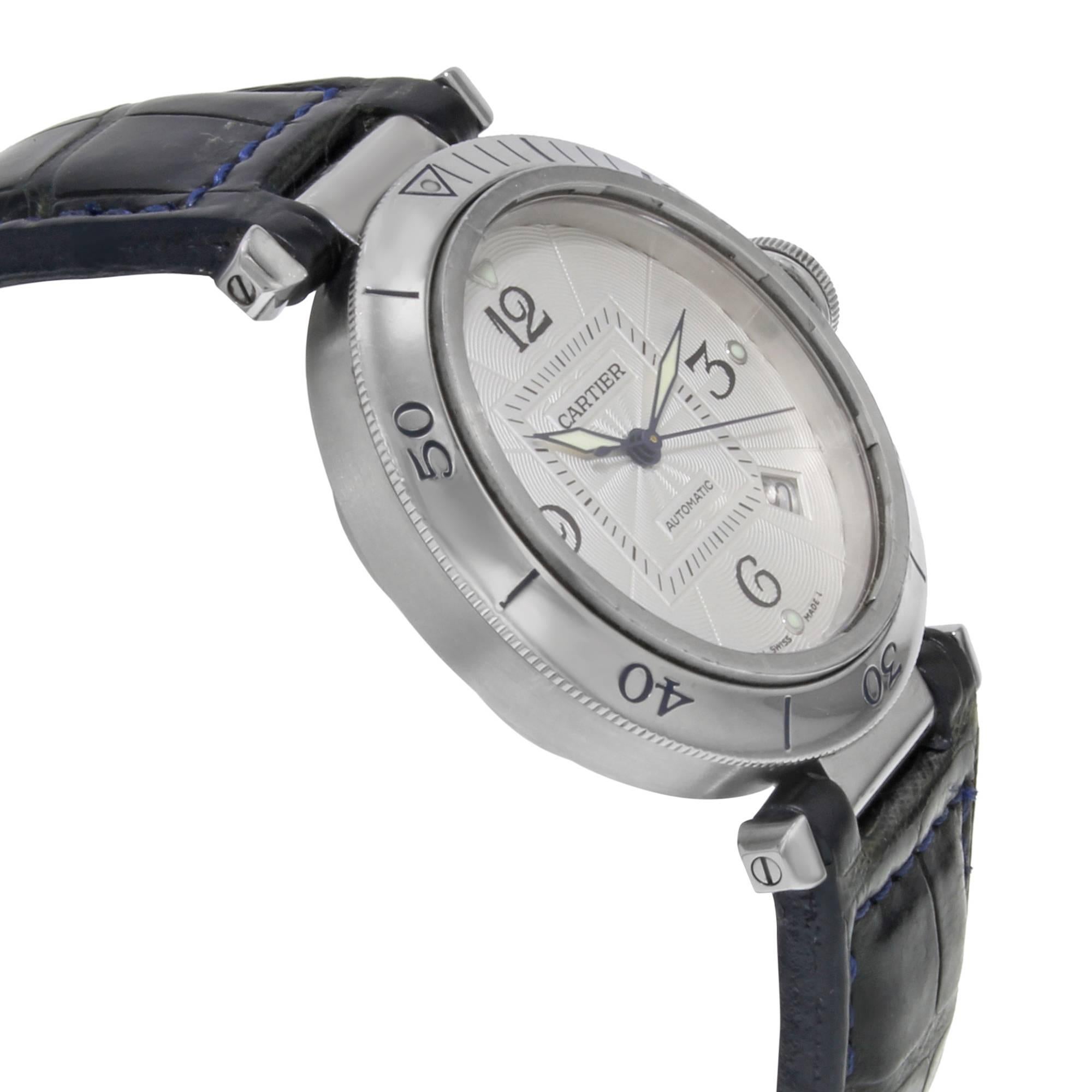 Cartier Stainless Steel Pasha Automatic Wristwatch Ref W3103155  In Good Condition In New York, NY