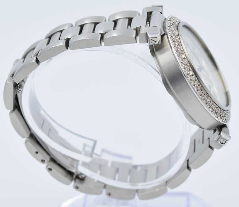 Cartier Pasha Watch, 2113, Silver Dial with Custom Diamond Bezel at 1stDibs