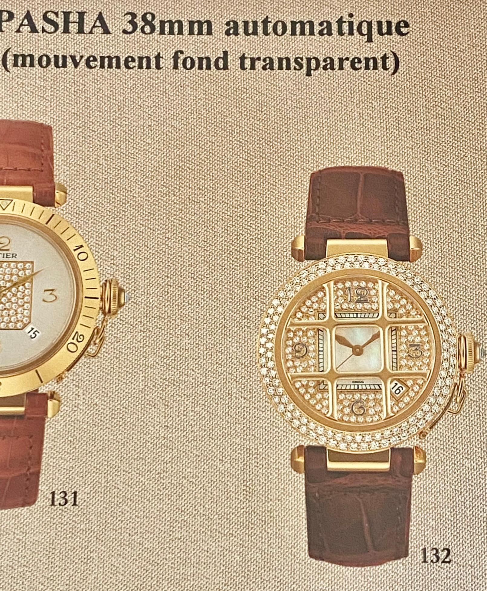 Cartier Pasha Watch, 18 Kt Yellow Gold Original Diamonds Pave Set 3
