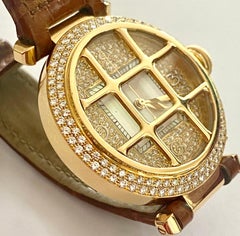 Cartier Pasha Watch, 18 Kt Yellow Gold Original Diamonds Pave Set