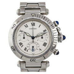 Cartier Pasha White Chronographic Dial Watch in Stock