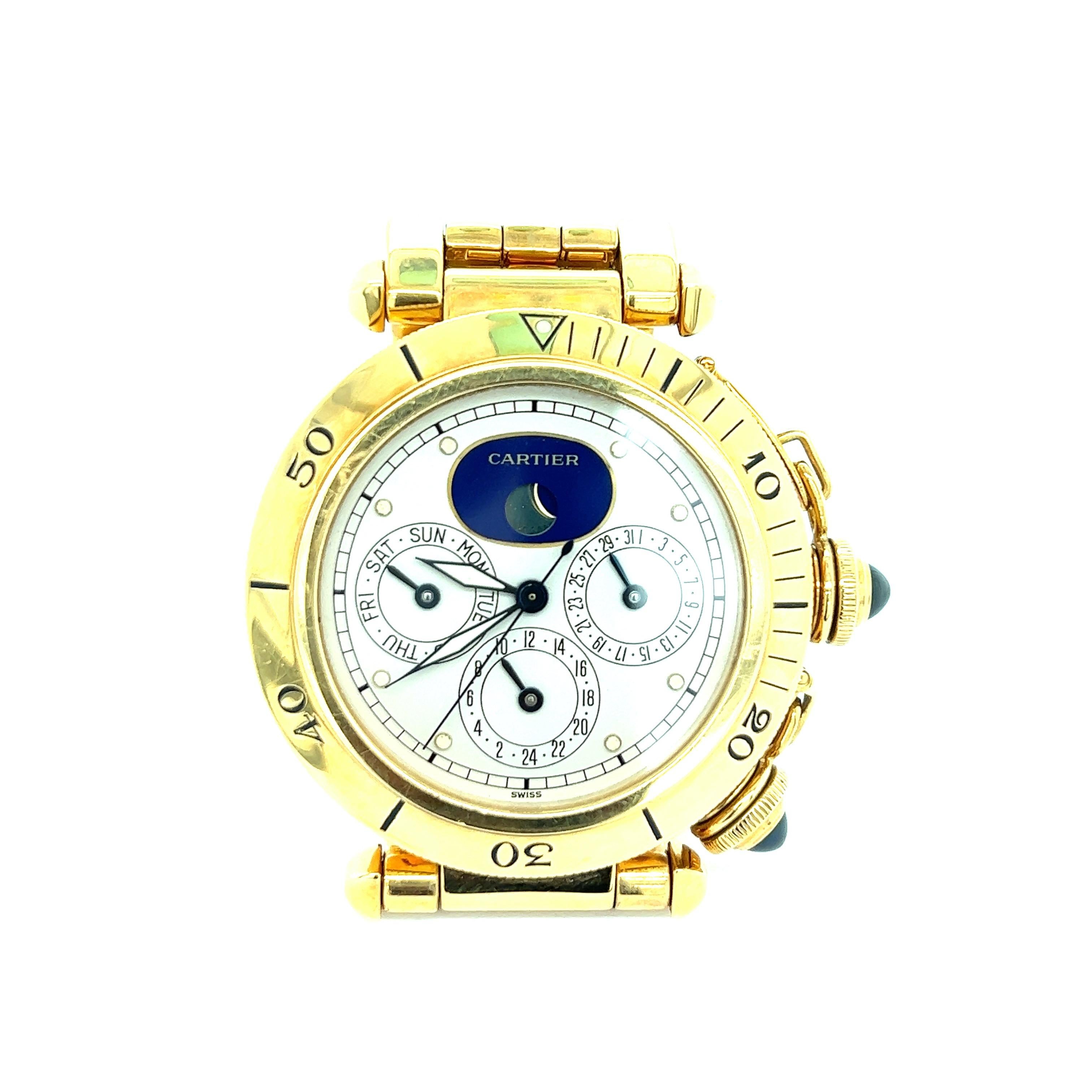 Montre chronographe en or jaune Pasha de Cartier, 1986
