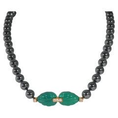 Cartier Patiala Hematite Beads & Diamond Necklace in 18K Yellow Gold 0.15 CTWW